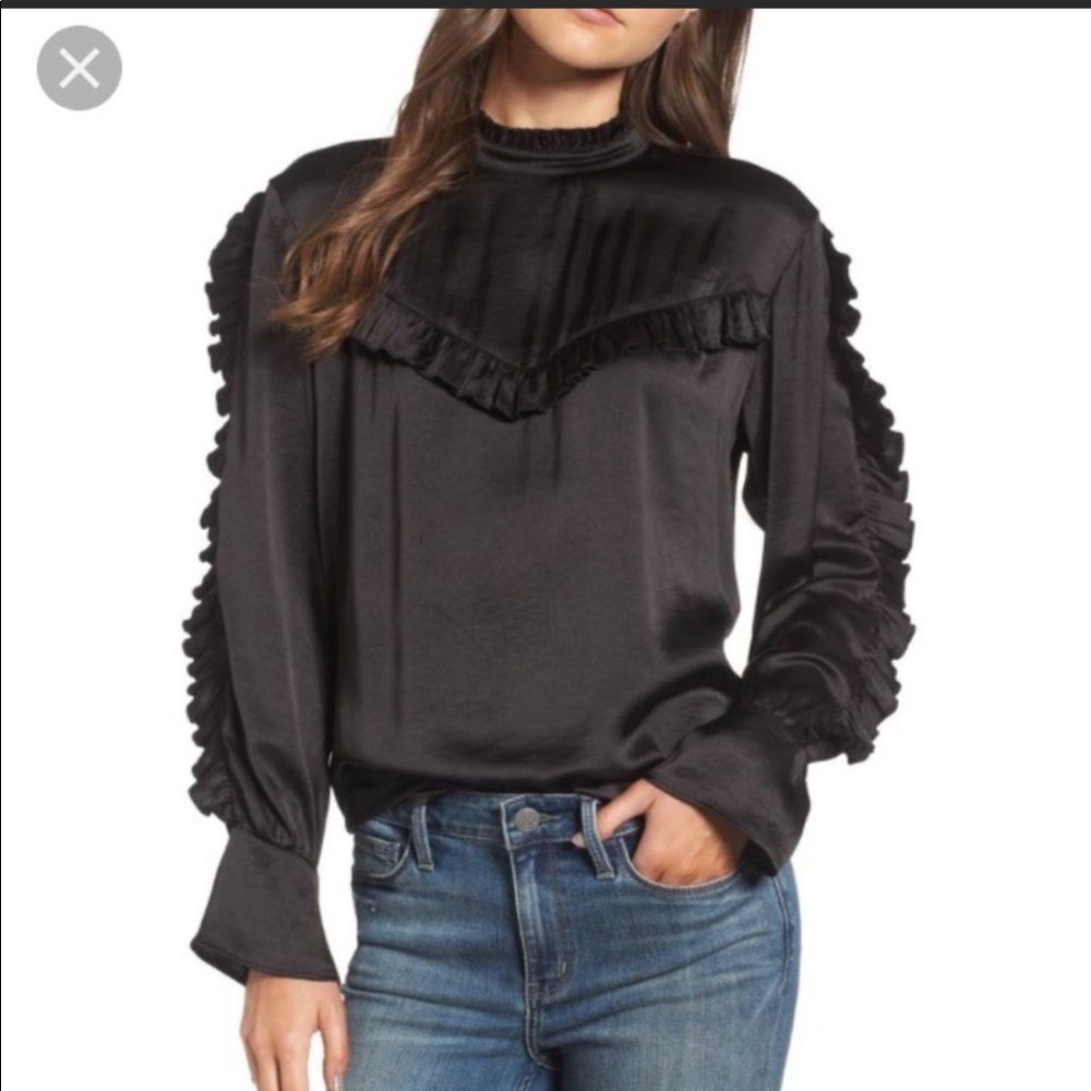 Treasure & Bond x Something Navy Ruffled Blouse